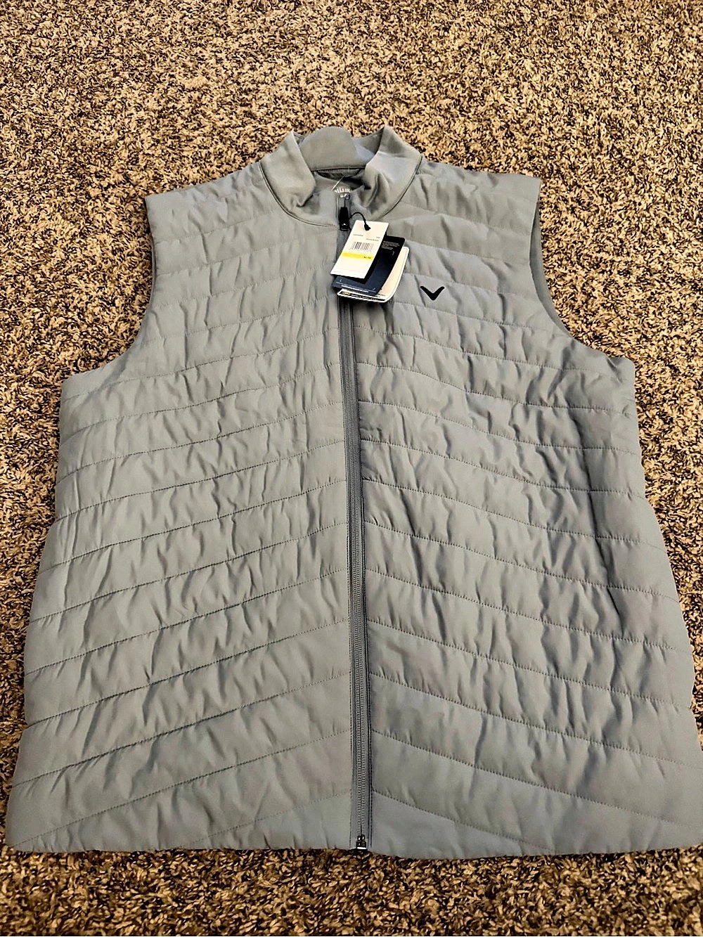 Callaway Men's Quilted Puffer Full Zip Golf Vest, Gray